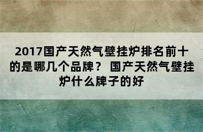 2017国产天然气壁挂炉排名前十的是哪几个品牌？ 国产天然气壁挂炉什么牌子的好